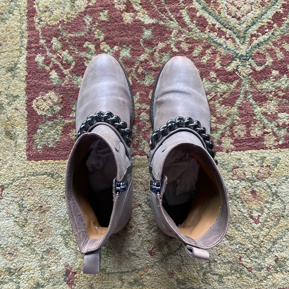 COACH Women's Tan Ankle Boots with Chain Detail - Picture 3 of 5
